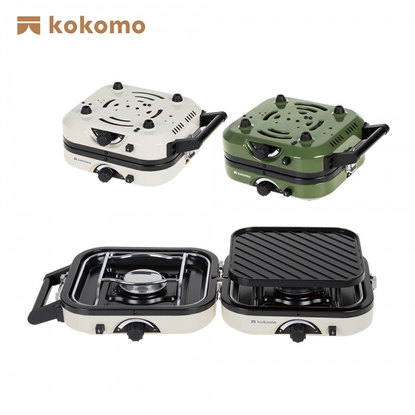 【kokomo】貝殼爐・便攜折疊雙口瓦斯爐KO-L2022